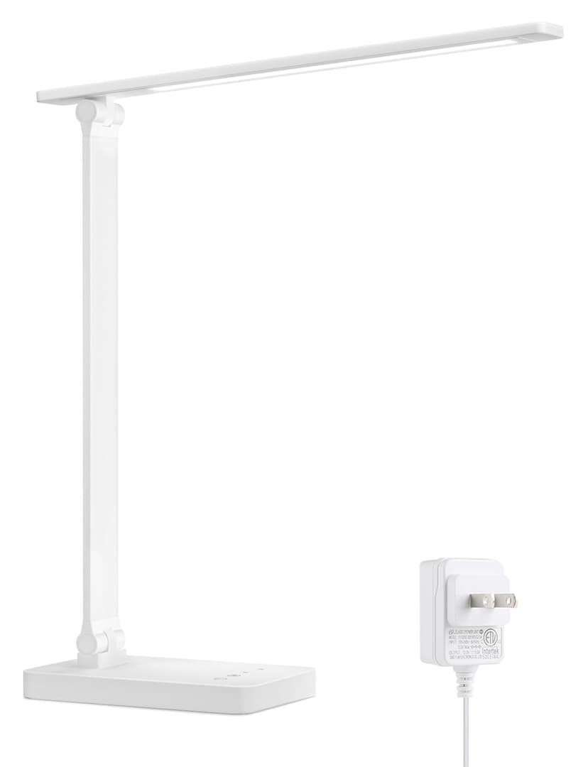 Lepro LED Desk Lamp 9.5W 800lm, Metal Desk Light for Home Office, White | 5 Colors 5 Brightness, Dimmable Task Light, Eye Caring, Home Office Desktop Lamp for Reading, Crafting, Sewing, Puzzle, Nail