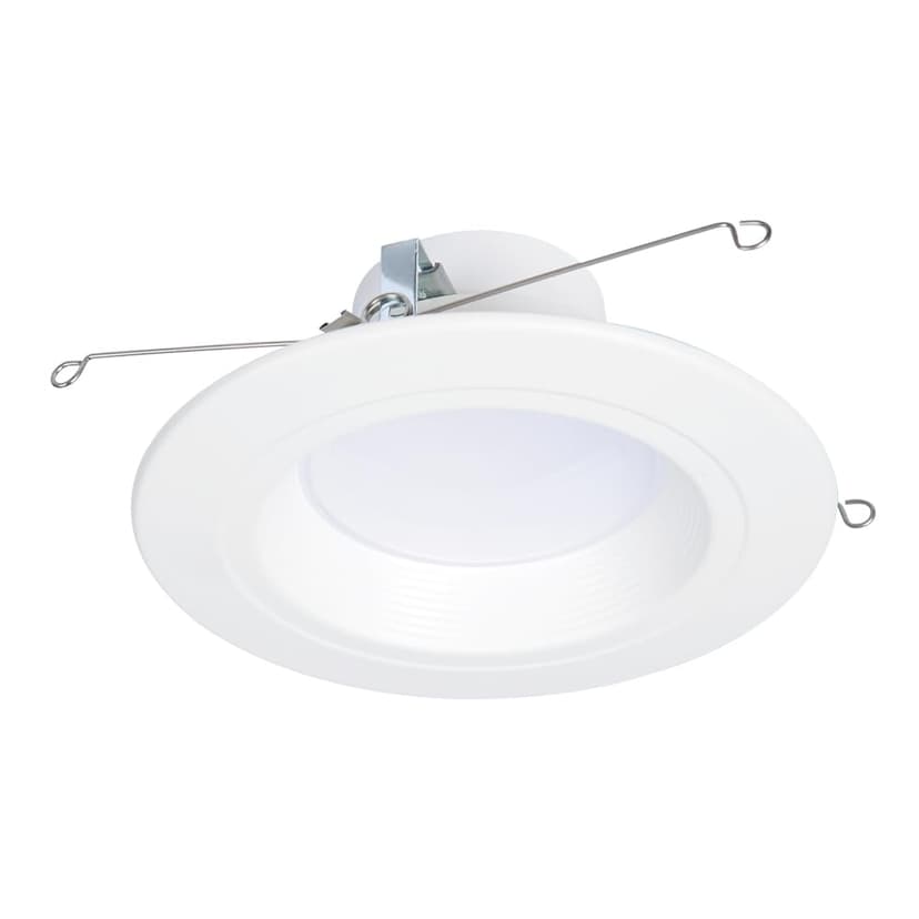 HALO RL 5/6 inch LED recessed Can Light Trim, 5CCT, dimmable, 900/1200 lm | recessed baffle retrofit can light trim, low glare, wet-rated for showers and outdoor use, Dims to 5% + dim to warm