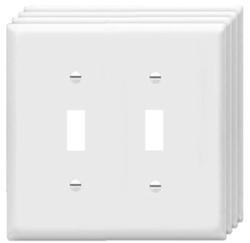 Toggle Light Switch Wall Plates 2-Gang Switch Electrical Cover Plate Unbreakable Thermoplastic Faceplate, White (4 Pack)