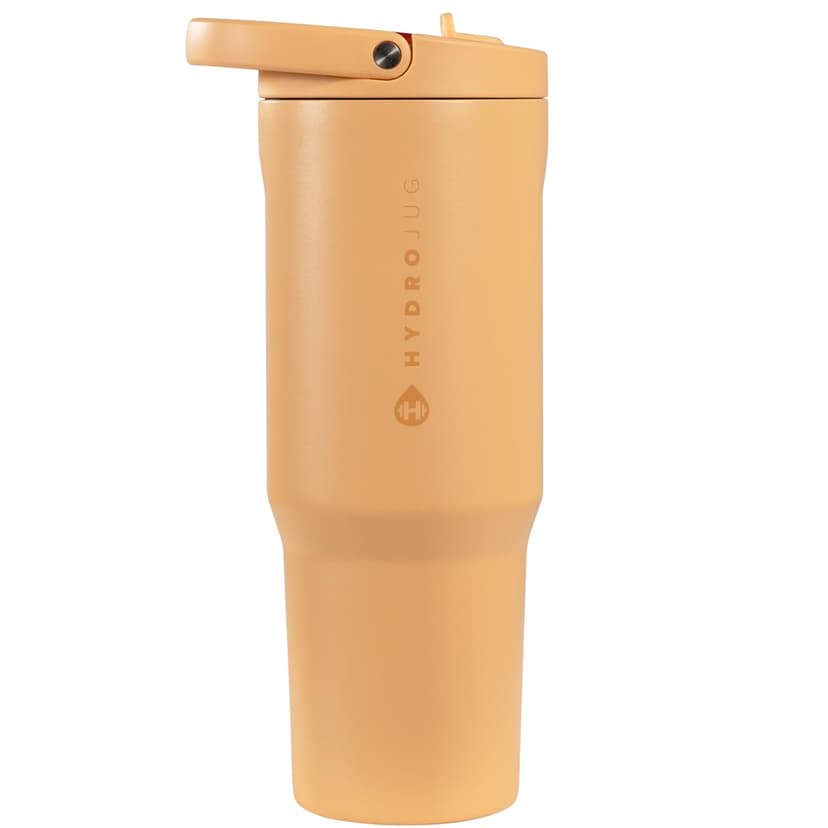 HydroJug Sport - Stainless Steel Tumbler with Straw, Vacuum Insulated, 40oz Leakproof Water Bottle, Ergonomic Design, Reusable, Dishwasher Safe, Rubber Base, Durable for Gym or Outdoors, Marigold