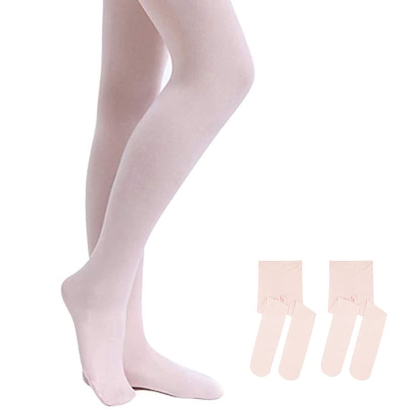 Stelle Girls' Footed Ballet Tights for Dance Class Toddler Kids 2T-15Y | High Waist, Stretch, Opaque Coverage, Soft Stocking, Teen & Youth Pantyhose, Ballerina, Studio, Stage, Performance, Recital