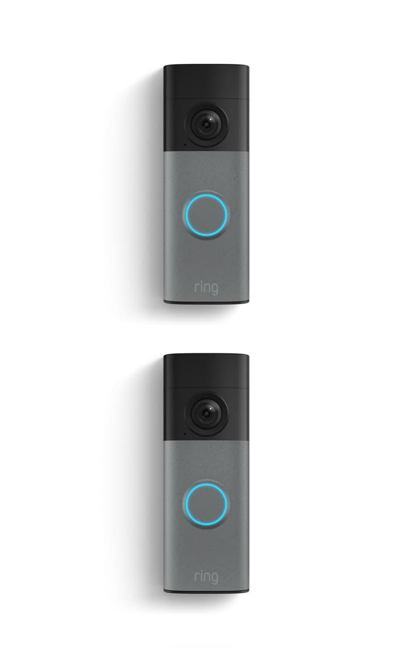 Ring Battery Doorbell (newest model), Retinal 2K with wide-angle video, up to 6x Enhanced Zoom, Two-Way Talk, and Built-In Battery, 2-pack Speckled Gray