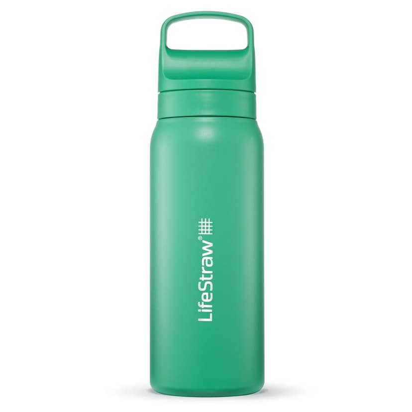 LifeStraw Go Series – Insulated Stainless Steel Water Filter Bottle for Travel and Everyday Use, Removes Bacteria, Parasites and Microplastics, Improves Taste, 24oz Cactus Green