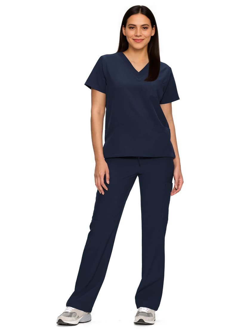 floralhue Scrubs for Women Set, Medical Women Scrubs, V-Neck Top and Straight Leg Pants with 11 Pockets (Relaxed Fit)