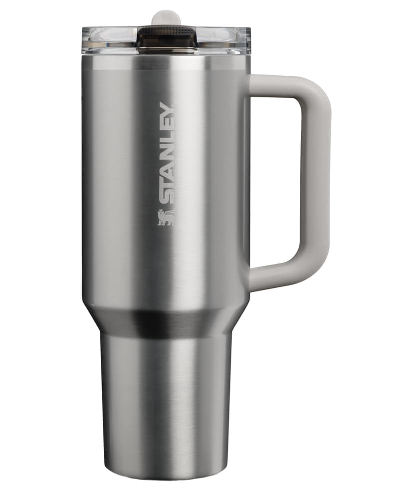 STANLEY Quencher ProTour Flipstraw Tumbler, 40 oz, Stainless Steel Ash | Built-In Straw & Handle | Cupholder Compatible for Travel | Leakproof Insulated Stainless Steel Cup | BPA-Free