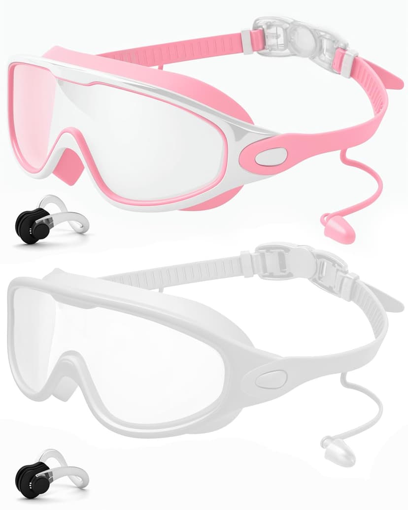 Rantizon Swim Goggles 2 Pack, Wide View Anti Fog&UV Swimming Goggles for Audlt, No Leak Pool Beach Essentials for Men Women