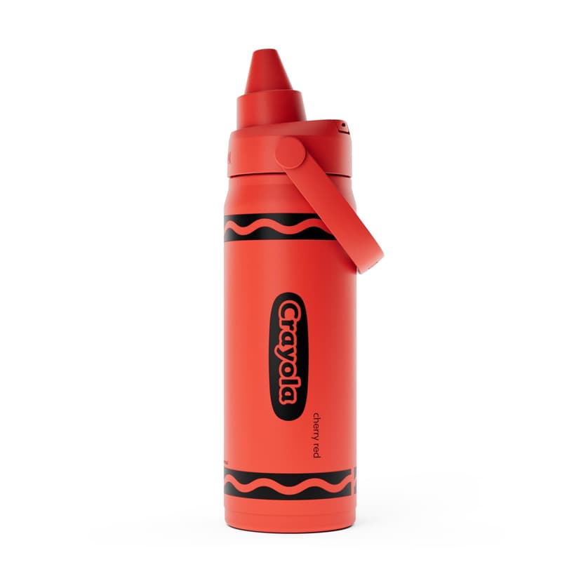 CamelBak Crayola Chug Stainless Steel Water Bottle 16oz, Red | Vacuum Insulated Steel, Spill Resistant Chug Lid, Durable Stainless Steel, Protective Silicone Base, Easy Carry Design