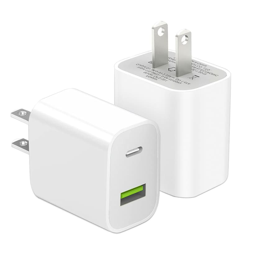2 Pack USB C Charger Block, Dual Port Type C Wall Charger Fast Charging 20W Power Adapter Cube for iPhone 14/14 Pro/14 Pro Max/14 Plus/13/12/11, XS/XR/X, iPad, Samsung, More