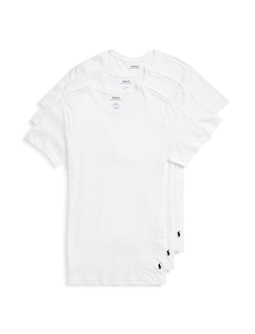 Polo Ralph Lauren Men's T-Shirt Pack, 3-Pack, Cotton Men's Clothing Crewneck Undershirt, Slim Fit Short-Sleeve Tees