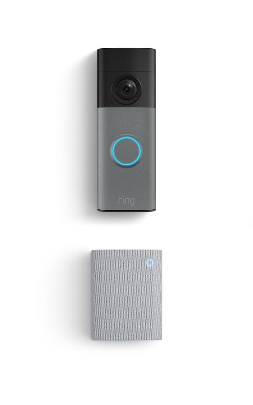 Ring Battery Doorbell (newest model), Speckled Gray with Chime (newest model), White