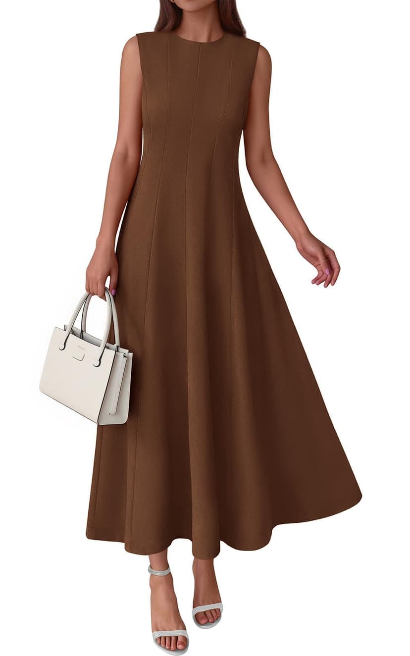 PRETTYGARDEN Sleeveless Crewneck Summer Maxi Dresses for Women 2026 Elegant Classy Semi Formal A Line Modest Party Dress