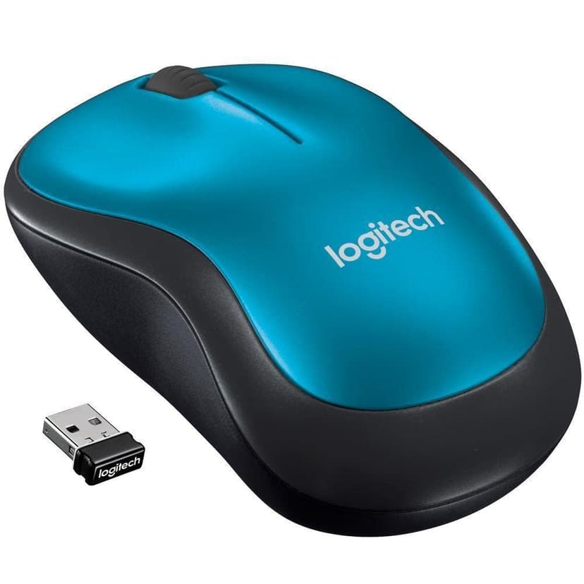 Logitech M185 Compact Ambidextrous Wireless Mouse with Rubber Grips - Blue | Ambidextrous mouse with 2.4 GHz USB-A Nano Receiver, Optical Tracking, 12-Months Battery Life, PC, Mac, Laptop compatible