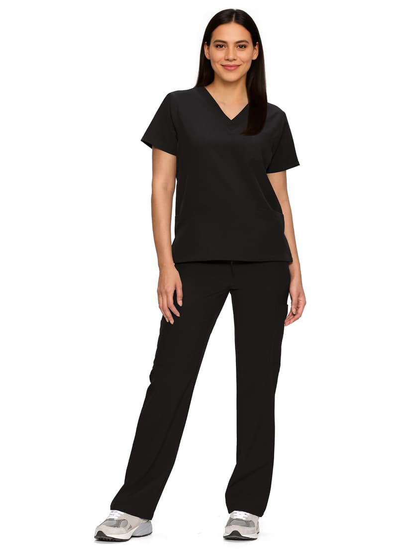floralhue Scrubs for Women Set, Medical Women Scrubs, V-Neck Top and Straight Leg Pants with 11 Pockets (Relaxed Fit)