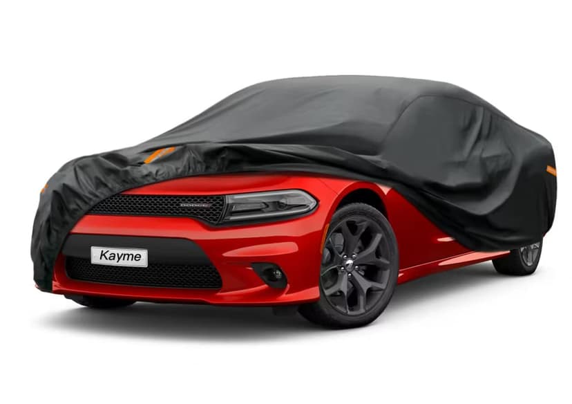 Kayme 7 Layers Car Cover Custom Fit for Dodge Charger (2006-2025) Waterproof All Weather for Automobiles, Outdoor Full Cover Rain Sun UV Protection.Black