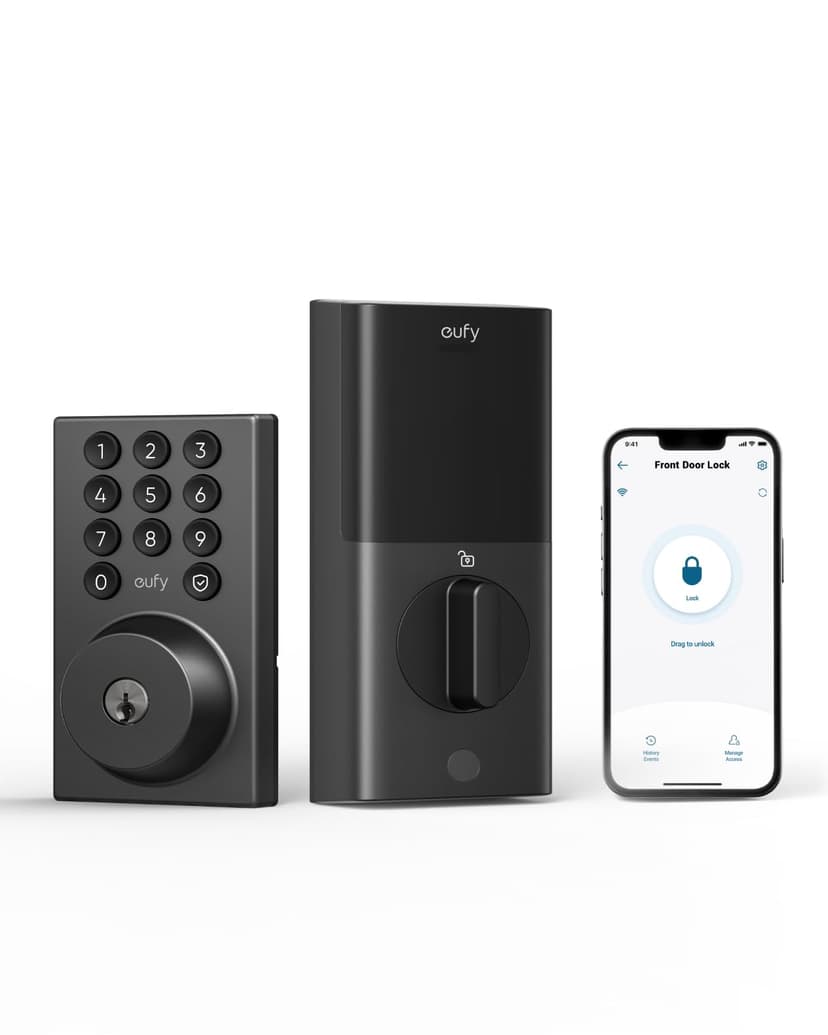 eufy Security Smart Lock C30, Keyless Entry Door Lock, Built-in Wi-Fi | Easy Installation, App Remote Control, Reliable Power, Keypad Deadbolt for Front Door, BHMA Grade 3, Black