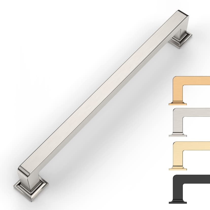 9BUILD 10 Pack 7.5 Inch Cabinet Handles - Brushed Satin Nickel Pulls for Cupboards