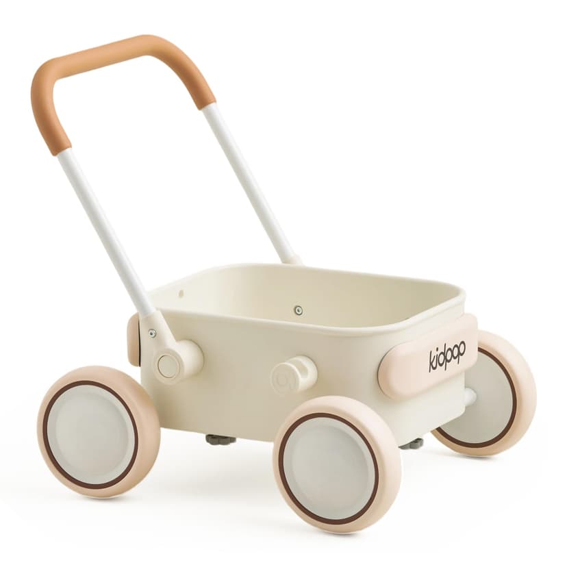 Kidpop PULA 2-in-1 Push and Pull-Along Wagon, Baby Push Walker for First Learner from 7 Month to 4 Year, One Year Birthday Gifts, Sturdy and Safe, Indoors and Outdoors (White)