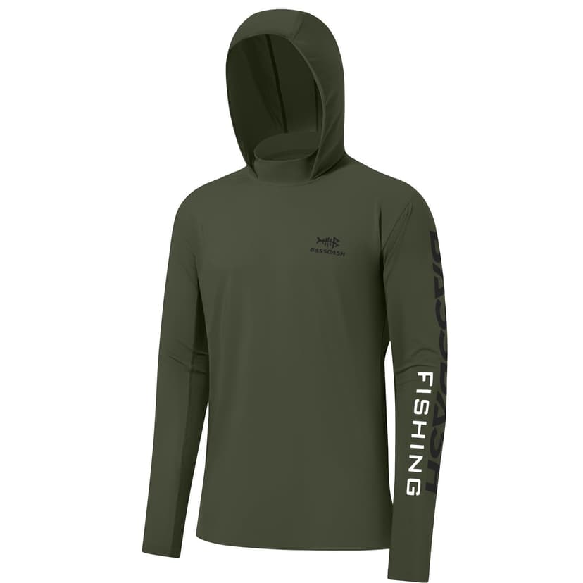 BASSDASH UPF 50+ Men’s UV Sun Protection Long Sleeve Performance Fishing Hoodie Hooded Shirts