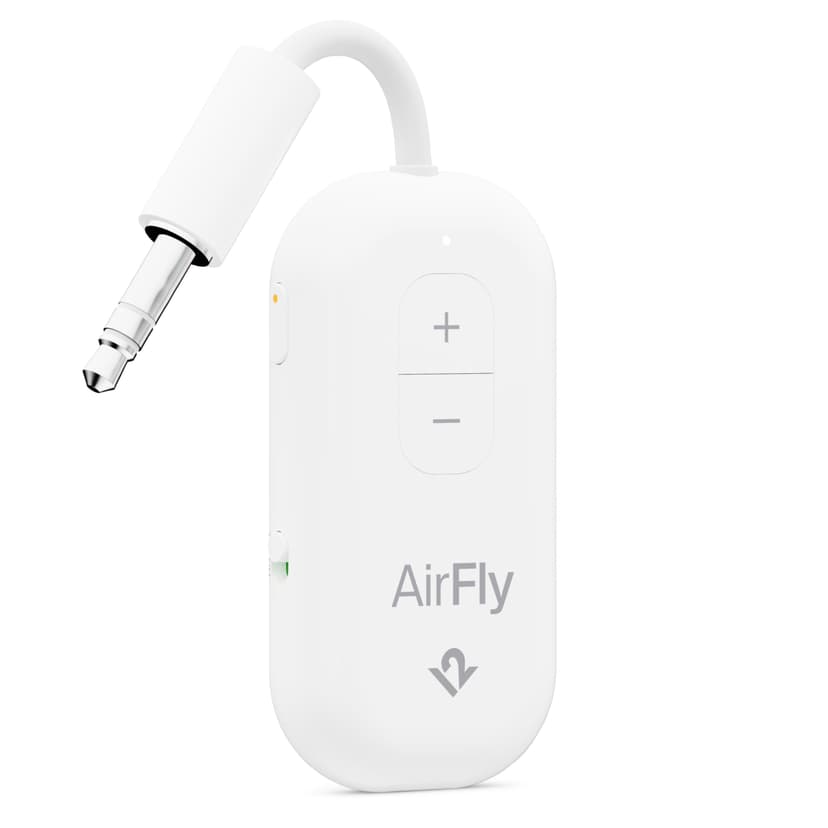 Twelve South AirFly Pro 2, Bluetooth Adapter, Pair 2 AirPods, White | Pair 2 AirPods or Wireless Headphones – 3.5mm AUX Bluetooth Transmitter and Receiver for Cars, Boats, Treadmills, TVs & More