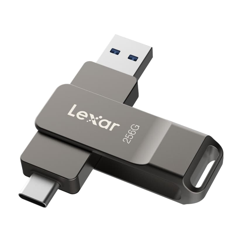 Lexar D40E 256GB Dual USB 3.2 Gen 1 Type-C Jump Drive, Titanium Grey | USB-C Flash, Metal Housing, Swivel Design, Thumb Drive