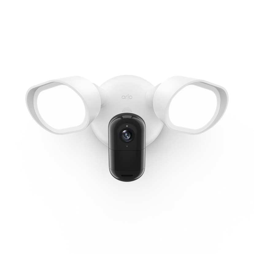 Arlo Wired Floodlight Camera | Home Security Camera with 2K Video and HDR | 2000 Lumens | Integrated Siren, Weather-Resistant, Color Night Vision, 160º Field of View, 2-Way Audio, White (2025)