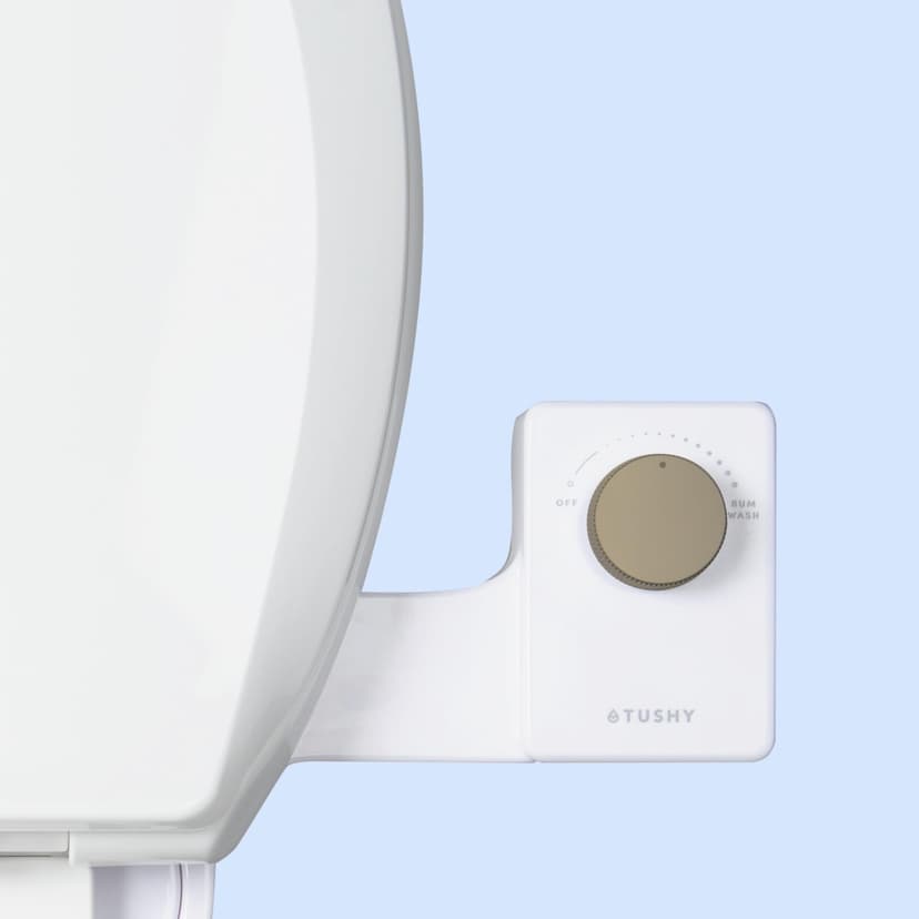TUSHY Fresh Ultra-Slim Starter Bidet Attachment for Toilet | Non-Electric, Adjustable Water Pressure, Cool Water Rear Wash, Self-Cleaning | Elongated & Round Toilets, 10 Min Install, Matte Brass