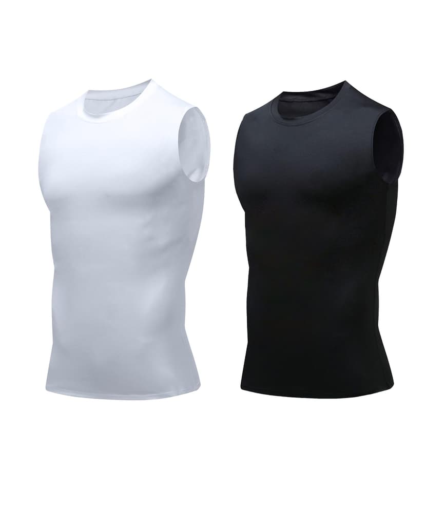 Compression Shirt Men Slimming Body Shaper Vest Crewneck Workout Tank Top | Tummy Control Undershirts, Gynecomastia Compression Shirts, Back Support, Sleeveless Muscle Shirts, Shaping Tank Top