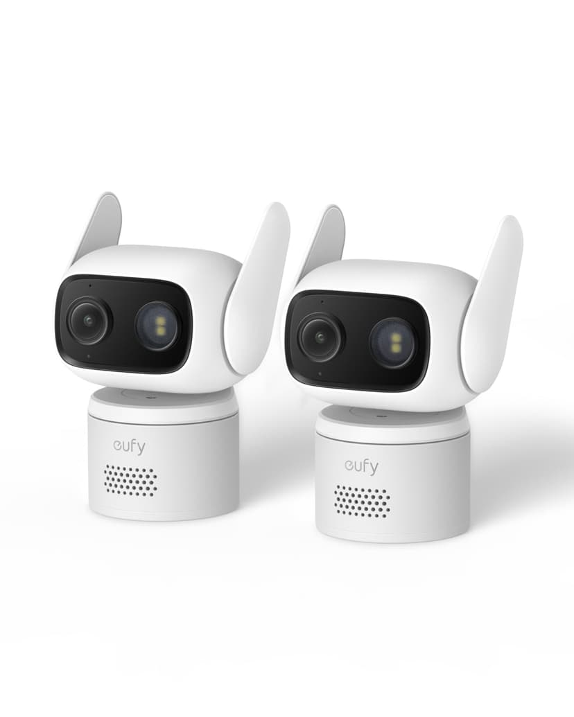 eufy Security Indoor/Outdoor Camera C31(2-Pack), IP66, Spotlight-Free Color Night Vision, 360° Coverage Pan &Tilt, AutoTracking, AI Human/Vehicle/Pet/Cry Detection, 24/7 Recording, No Subscription