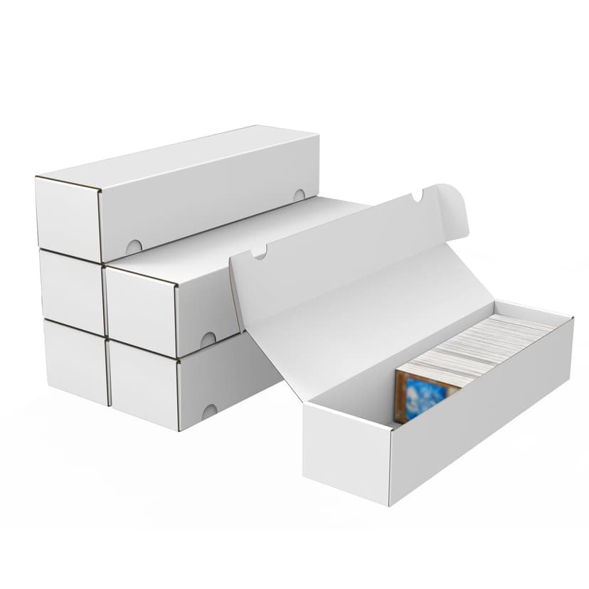 Trading Card Storage Box, 6-Pack 1100 Count White Corrugated Cardboard Box | Bulk Sports Storage Box for TCG/Magic/Mtg Basketball Card, Collectible Trading Cards
