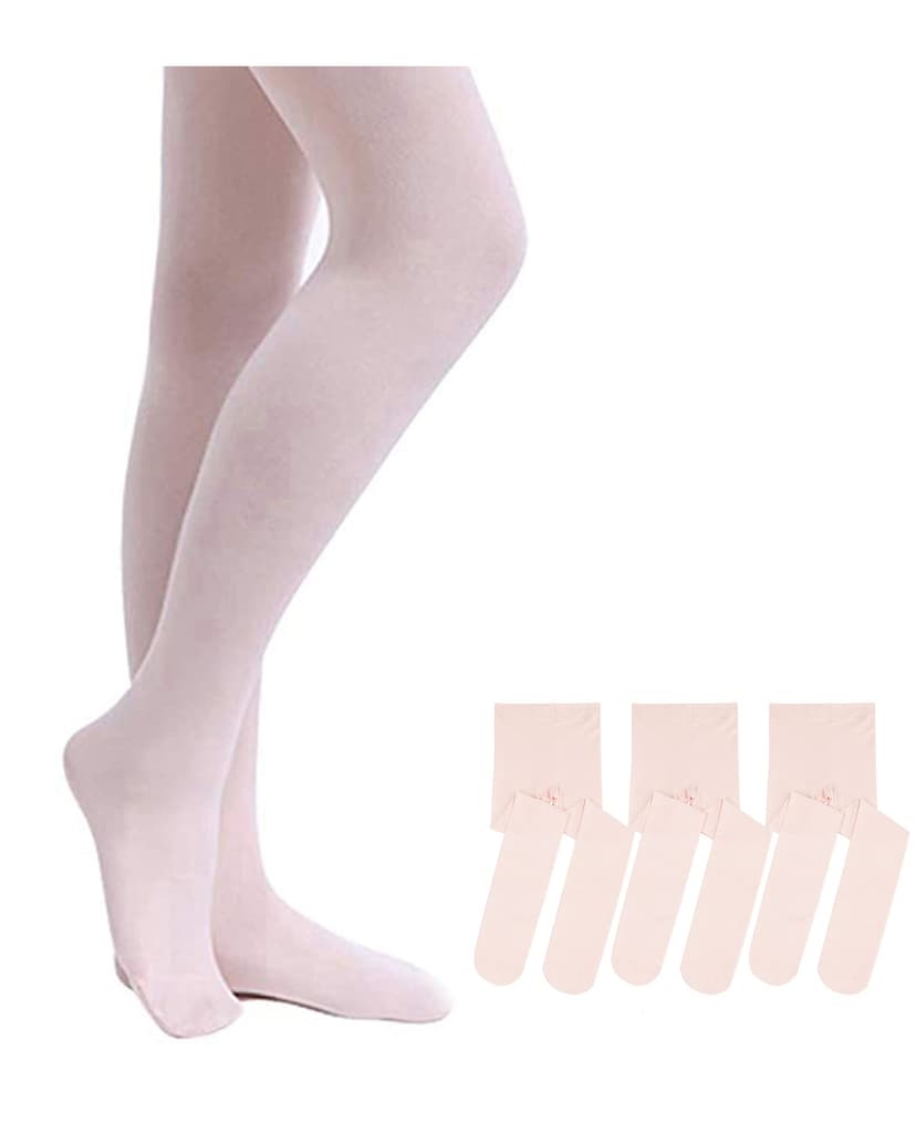 Stelle Girls' Footed Ballet Tights for Dance Class Toddler Kids 2T-15Y | High Waist, Stretch, Opaque Coverage, Soft Stocking, Teen & Youth Pantyhose, Ballerina, Studio, Stage, Performance, Recital