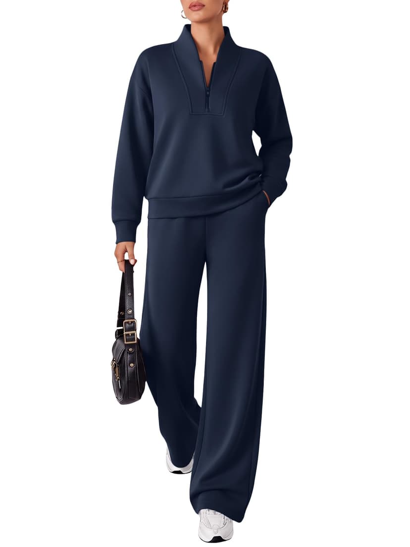 EFAN Womens Sweatsuits 2 Piece Lounge Sweat Sets Modal Blend Tracksuits | Comfort stretch fabric, airport travel matching set, fall outfits, mock neck half zip pullover sweatshirt, loungwear 2026
