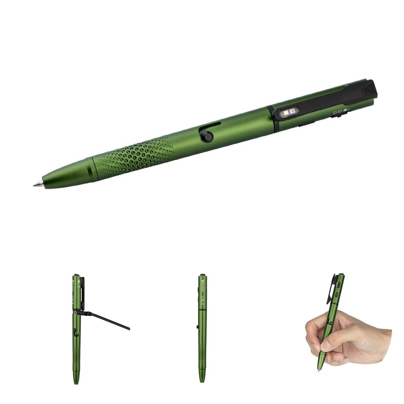 OLIGHT O'Pen 3 EDC Pen Light, 120 Lumens LED Flashlight with Green Beam, 4-in-1 Bolt Action Pen with Nib & Clip Light, USB-C Rechargeable for Writing, Presentation, Inspection and Outdoor (OD Green)