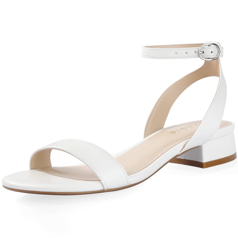Ankis Black Nude White Gold Women Sandals Comfortable Walking Strappy Open Toe Sandals for Women Dressy Summer 1 Inch Low Block Heel Flat Adjustable Ankle Strap Shoes