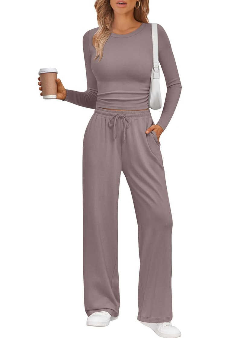 LILLUSORY 2 Piece Lounge Sets for Women 2026 Fall Fashion Outfits Sweat Set | Airport Travel Outfits, Athleisure Workout Set SweatSuits, Winter Fall Clothes, Two Piece Activewear Matching Loungewear S