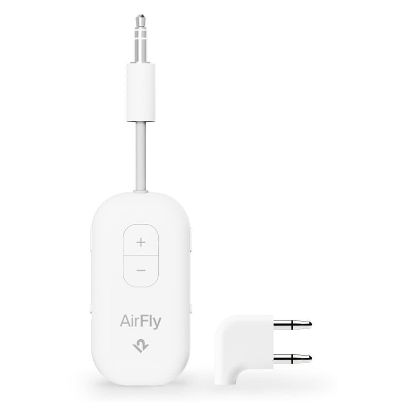 Twelve South AirFly Pro 2 Deluxe, Wireless Bluetooth Adapter, White | Pair 2 AirPods or Wireless Headphones – 3.5mm AUX Bluetooth Transmitter/Receiver for Cars, Boats, Treadmills, TVs , Airplane