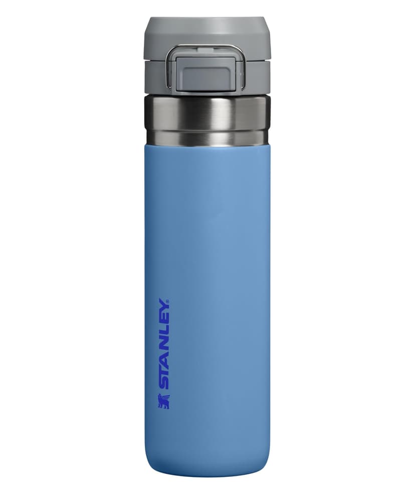 STANLEY Quick Flip GO Bottle, 24 oz, Blue Sky | Push Button Lid | Packable for Travel and Sports | Leakproof Water Bottle | Insulated Stainless Steel | BPA-Free