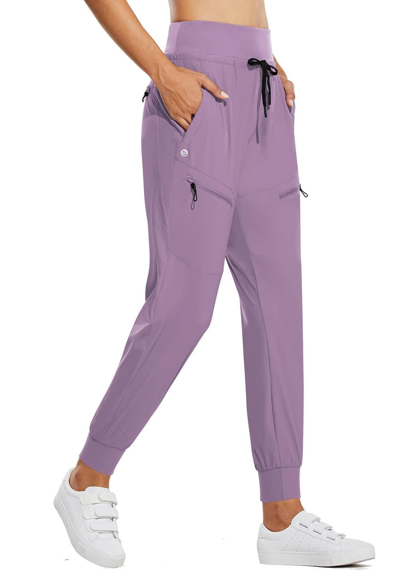 baleaf Women's Lightweight Hiking Pants with 5 Zippered Pockets | High waist design, Water Resistant, Quick Dry, UPF 50+ Stretch Joggers, soft material, for Travel Hiking