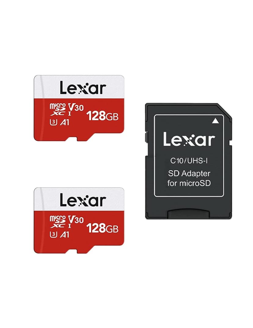 Lexar E-Series 128GB 2 PK Micro SD Card microSDXC UHS-I Flash Memory Card | 100MB/s, C10, U3, A1, V30, Full HD, 4K UHD, High Speed TF Card with Adapter
