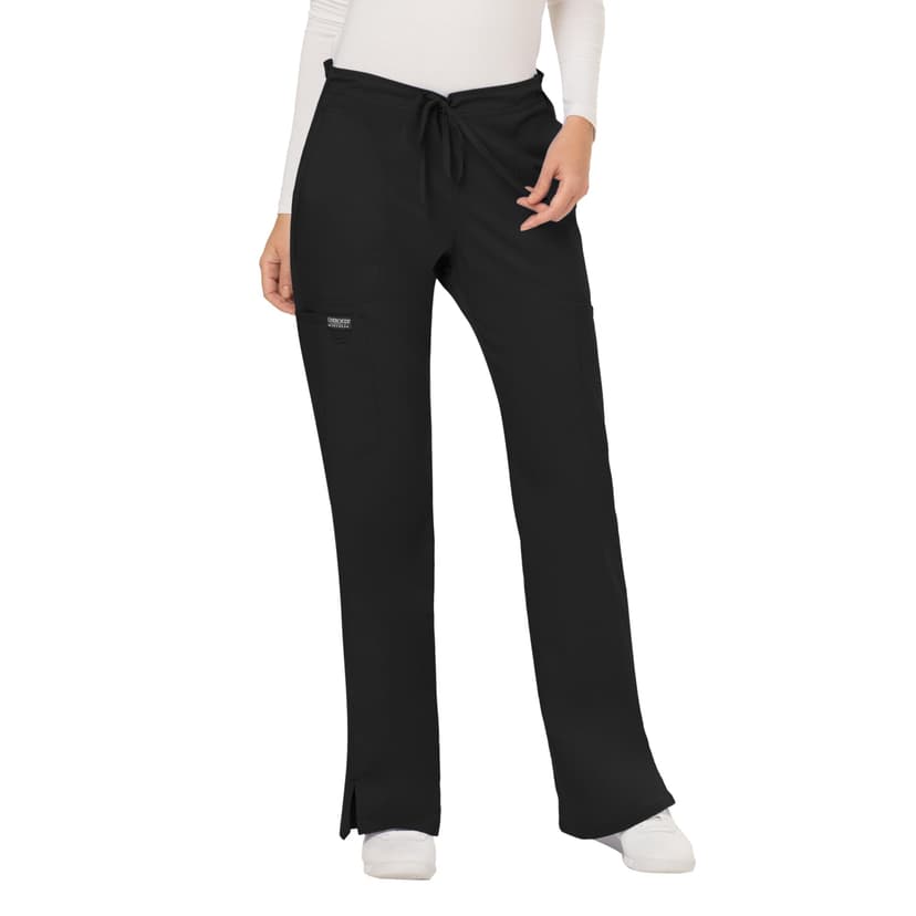 Cherokee Scrub Pants for Women Mid Rise Flare Yoga Scrubs Pant, 2-Way Stretch Drawstring Medical Bottoms, 5 Pockets-WW120