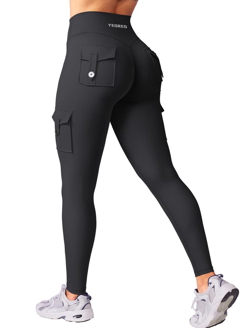 YEOREO CoreFlex Workout Cargo Leggings with Pockets for Women Hidden Scrunch Butt Lifting Leggings Gym Yoga Pants