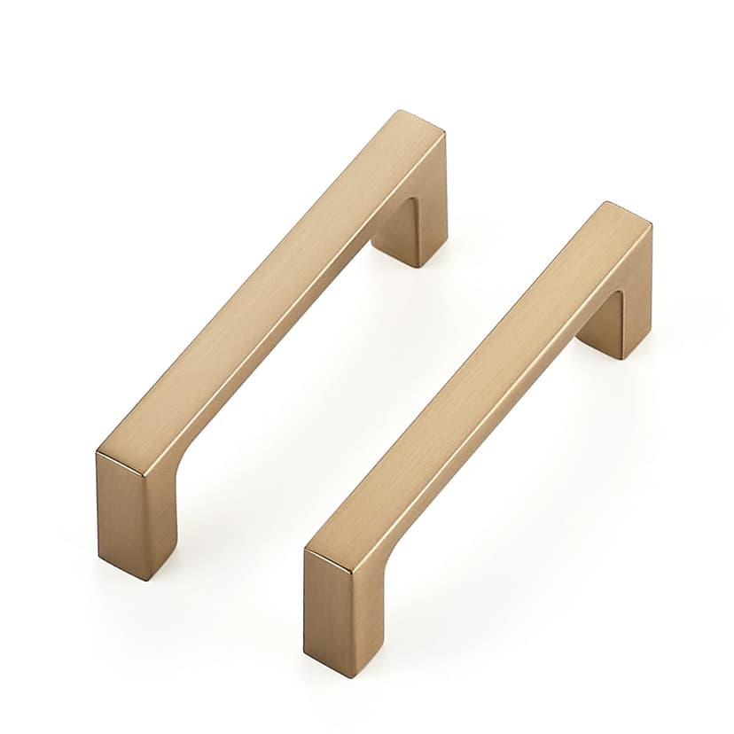 Ravinte Champagne Bronze Kitchen Square Cabinet Handles 3 Inch 5 Pack | Modern Slim Style, Solid Zinc, Square Design, Screws Included, Easy Installation, for Kitchen Drawers & Cupboards