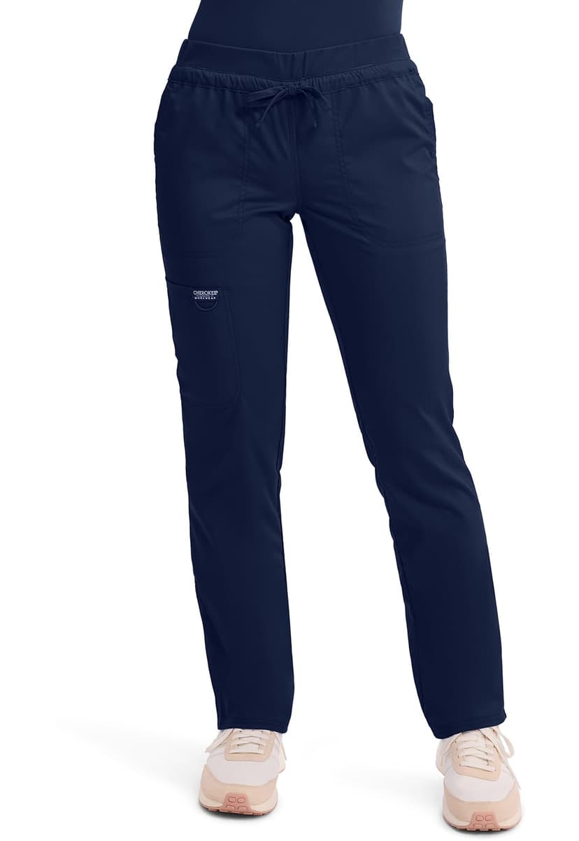 Cherokee Scrubs for Women Mid Rise Tapered Leg Drawstring Pant with 5 Pockets, Cargo Bottom with 2 Way Stretch Fabric- WW105