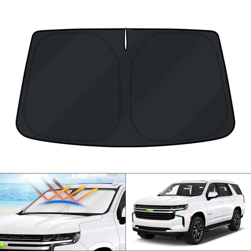 KUST Windshield Sun Shade for Chevrolet Chevy Tahoe/GMC Yukon Accessories 2015-2024 2025 2026 4-Layers Window Sunshade Sun Visor Protector Foldable Blocks UV Rays Keep Your Car Cooler