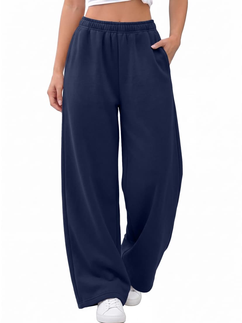 Trendy Queen Womens Wide Leg Fleece Lined Fall Sweatpants | Baggy Lounge Sweat Pants Fashion Casual Joggers Comfy Winter clothes outfits