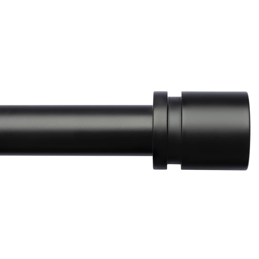 Byondeth Curtain Rods for Windows 16 to 144 Inches Adjustable Length 1 Inch Diameter Window Curtain Rod with Aluminium Finials, Black