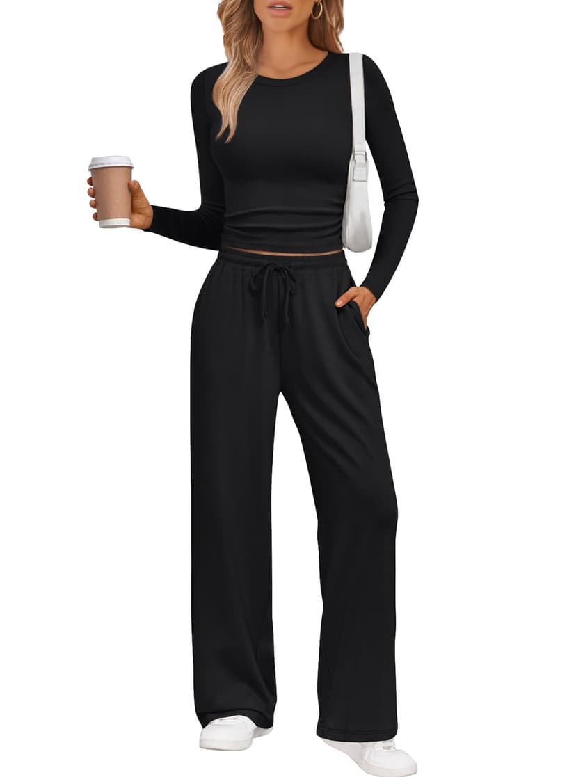 LILLUSORY 2 Piece Lounge Sets for Women 2026 Fall Fashion Outfits Sweat Set | Airport Travel Outfits, Athleisure Workout Set SweatSuits, Winter Fall Clothes, Two Piece Activewear Matching Loungewear S