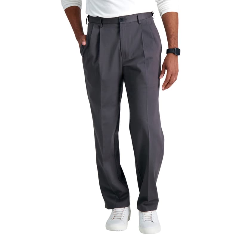 Haggar Men's Premium No Iron Khaki Classic Fit Pleat Front Pant (Regular and Big & Tall Sizes)