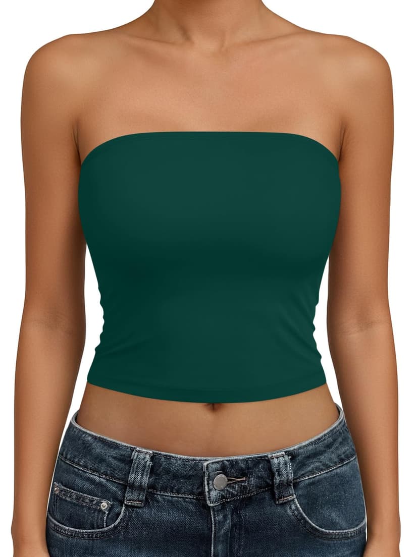 Trendy Queen Womens Tube Tops Strapless Crop Tops Basic Backless Sleeveless Going Out 2026 Spring Outfits Summer Clothes