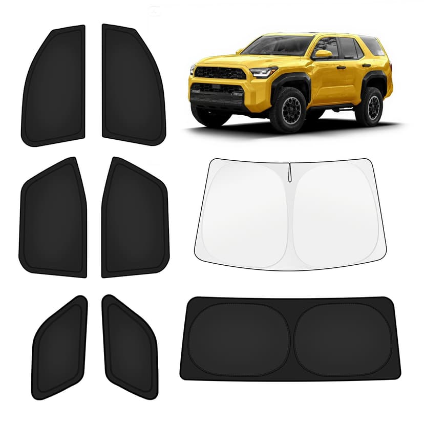 KUST Car Window Shades for Toyota 4Runner 2025-2026 Windshield Sun Shade Side Window Cover UV Block Privacy Protection 4Runner Accessories for Camping Blackout Rear Back Full Set 8PCS