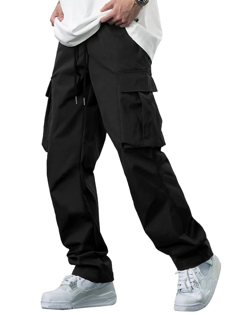 Comdecevis Men's Casual Cargo Pants Tactical Work Pants with Pockets | Durable & breathable, workout joggers, stretch sweatpants, drawstring elastic waist, hiking, outdoor, running